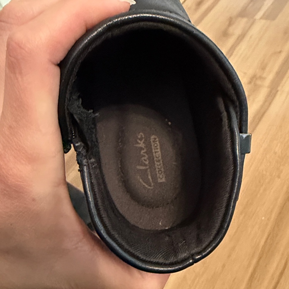 Clarks Black Wedge Ankle Boots - Picture 3 of 5